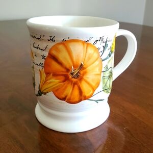 Floral Pumpkin Mug - White and Orange